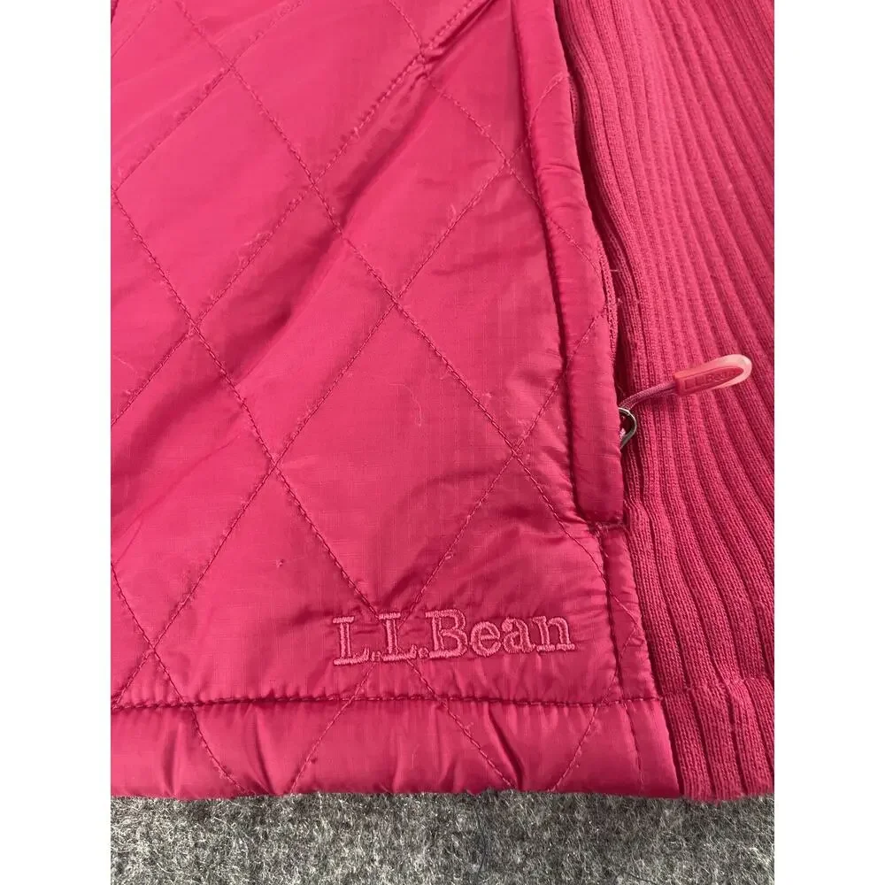LL Bean Jacket Women’s Medium Pink Windbreaker Pockets Lined Fur N313